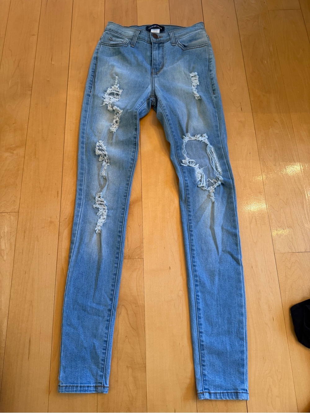 Fashion Nova Light Blue Ripped Skinny Jeans
